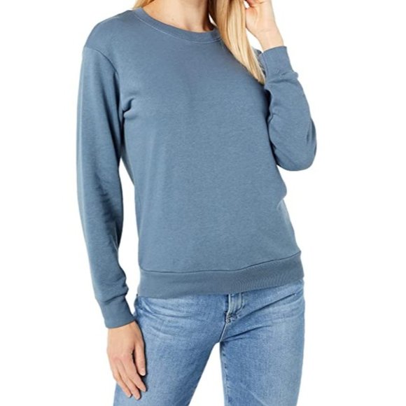 ALTERNATIVE Washed Terry Throwback Sweatshirt in Washed Denim - NWT XS - Picture 1 of 3